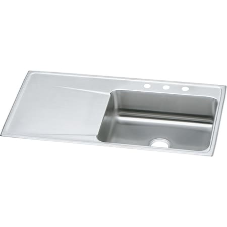 Elkay Lustertone Stainless Steel 43 X 22 X 7-5/8 Single Bowl Top Mount Sink With Drainboard ILR4322R5